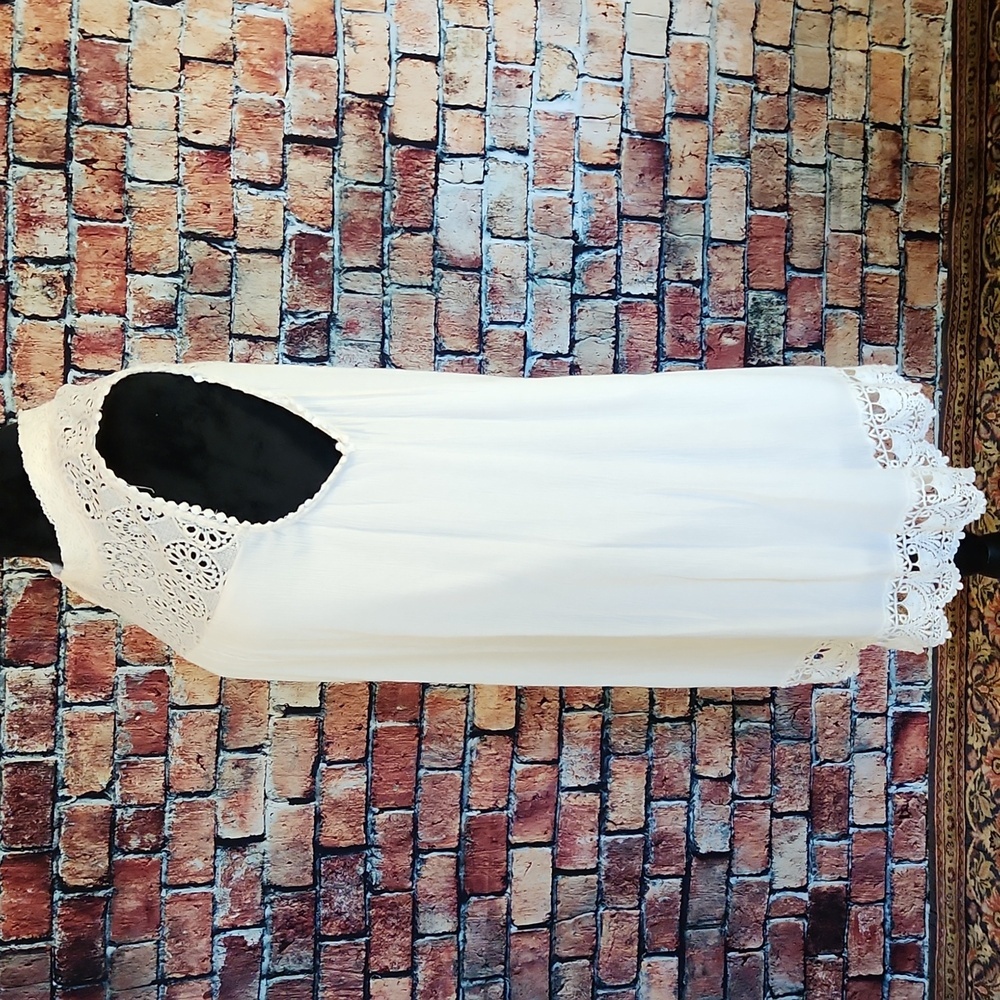 Hint Of Mint Lace Gauze Ivory Boho Dress S - Picture 3 of 10